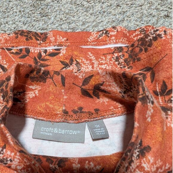 Croft & Barrow Orange Mock Neck Long Sleeve Top Fall Leaves Women's Plus Size 1X - Picture 5 of 6